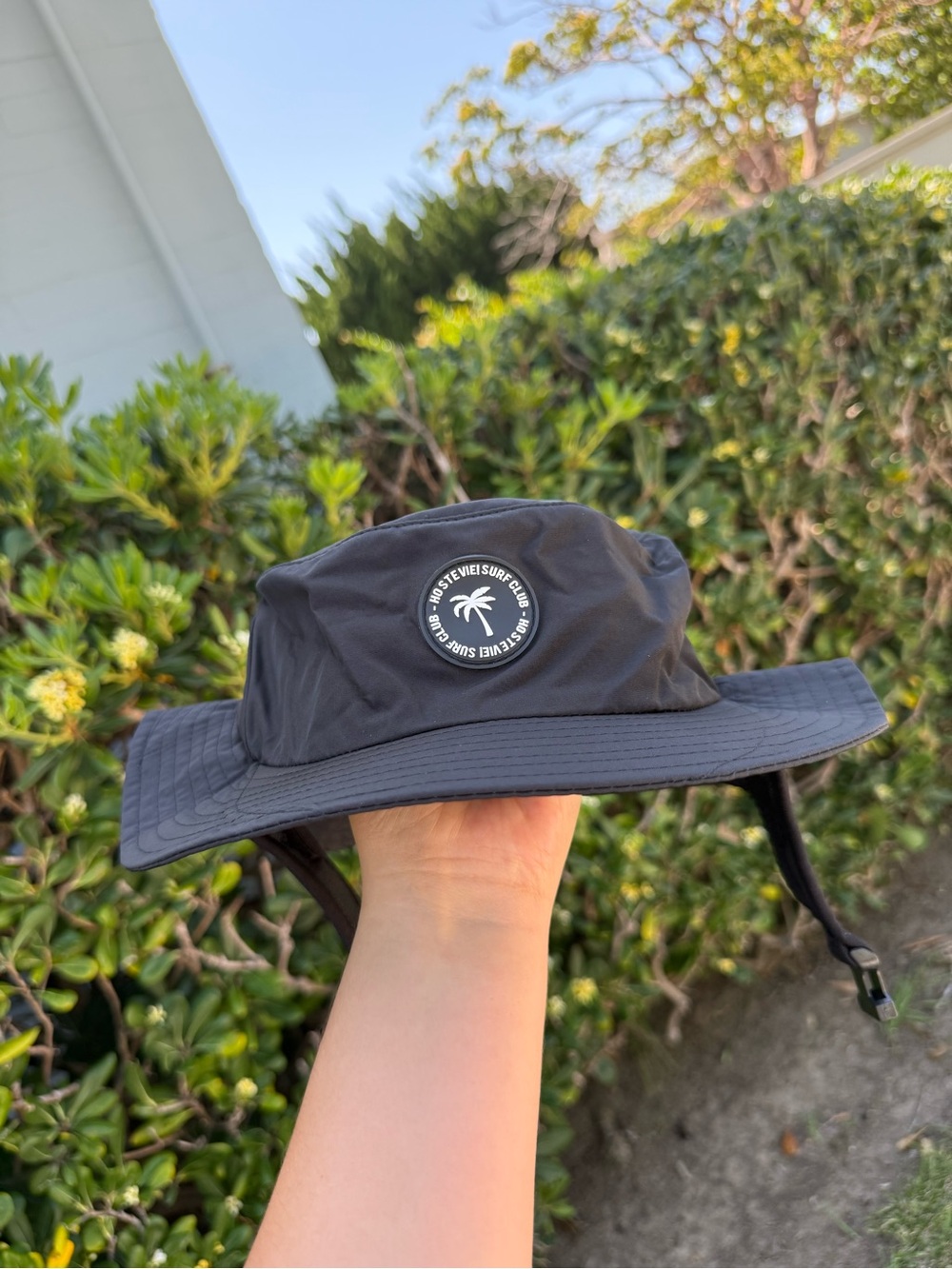 Black Bucket Sun Hat with Palm Patch